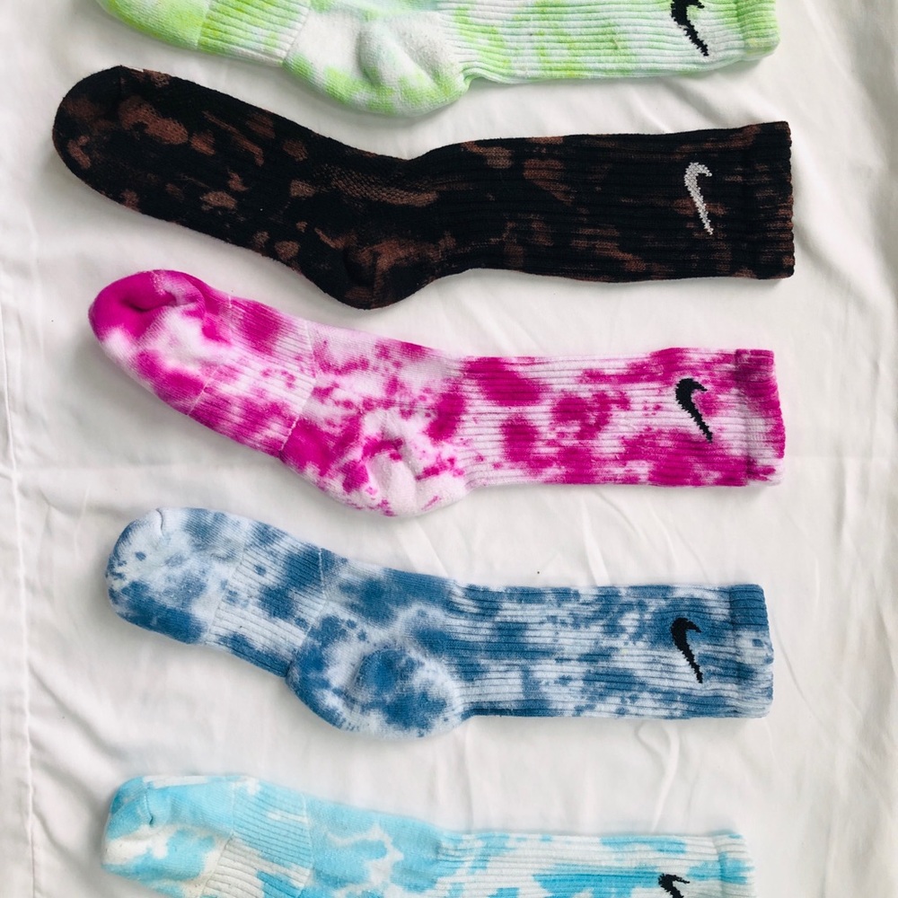 Tye dye white Nike socks